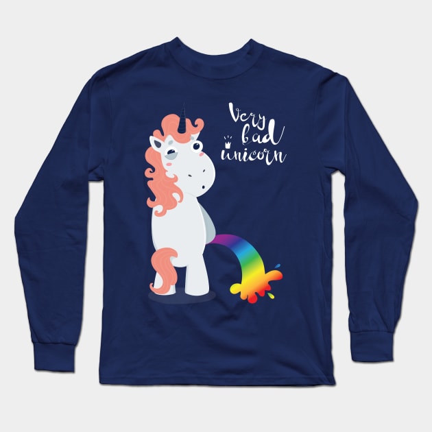 Bad Unicorn Long Sleeve T-Shirt by oksmash